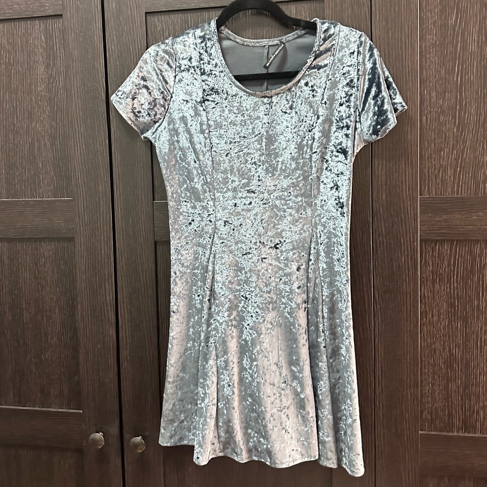 Brandy Melville Crushed Velvet Ice Blue Dress